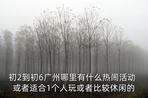 初2到初6廣州哪里有什么熱鬧活動(dòng) 或者適合1個(gè)人玩或者比較休閑的