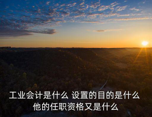 工業(yè)會計是什么 設(shè)置的目的是什么 他的任職資格又是什么