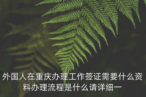 外國(guó)人在重慶辦理工作簽證需要什么資料辦理流程是什么請(qǐng)?jiān)敿?xì)一