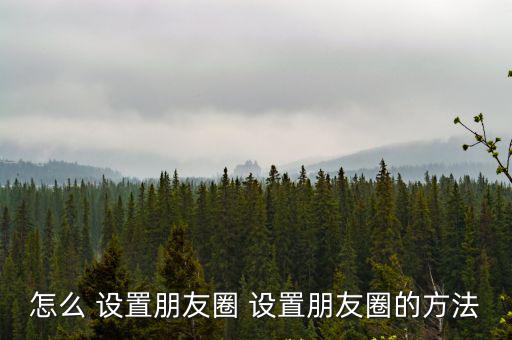 怎么 設置朋友圈 設置朋友圈的方法