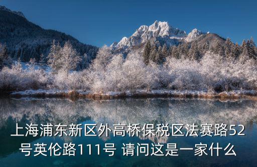 上海浦東劉海燕，上海浦東新區外高橋保稅區法賽路52號英倫路111號 請問這是一家什么