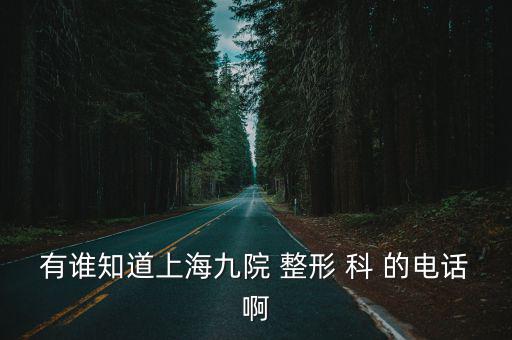 有誰知道上海九院 整形 科 的電話啊