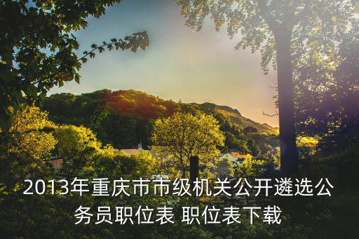 2013年重慶市市級機關公開遴選公務員職位表 職位表下載