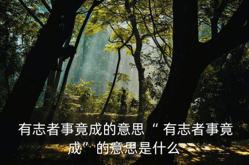  有志者事竟成的意思“ 有志者事竟成”的意思是什么