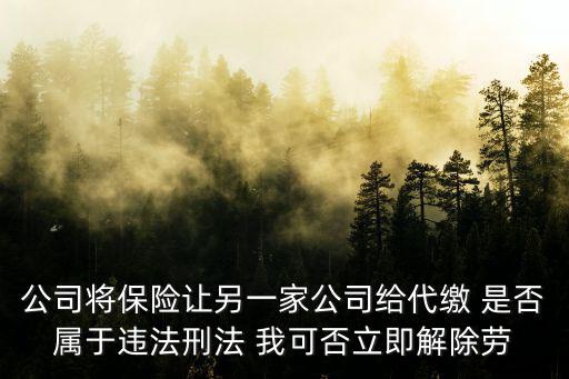 公司將保險讓另一家公司給代繳 是否屬于違法刑法 我可否立即解除勞