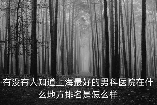 有沒有人知道上海最好的男科醫(yī)院在什么地方排名是怎么樣