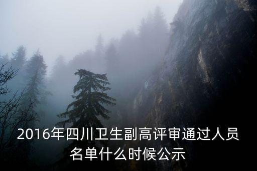 2016年四川衛(wèi)生副高評(píng)審?fù)ㄟ^(guò)人員名單什么時(shí)候公示