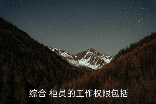 綜合柜員,綜合柜員的日常經營管理職責包括1...