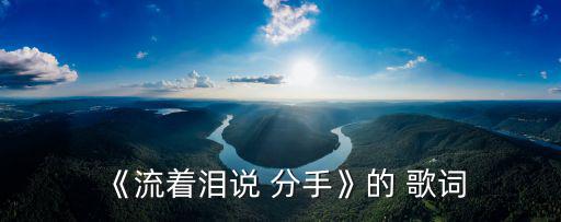 《流著淚說 分手》的 歌詞