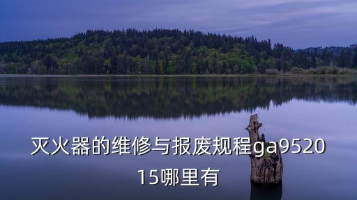上海市滅火器維修規范，滅火器的維修與報廢規程ga952015哪里有