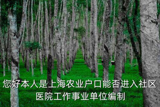 您好本人是上海農業戶口能否進入社區醫院工作事業單位編制