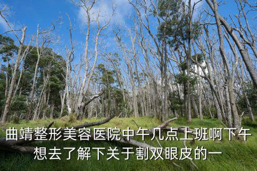 曲靖整形美容醫院中午幾點上班啊下午想去了解下關于割雙眼皮的一