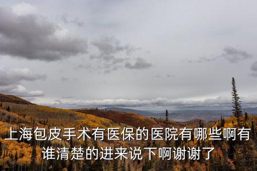 上海包皮手術(shù)有醫(yī)保的醫(yī)院有哪些啊有誰清楚的進來說下啊謝謝了