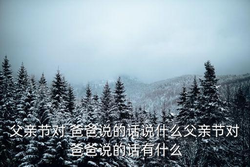 父親節(jié)對 爸爸說的話說什么父親節(jié)對 爸爸說的話有什么