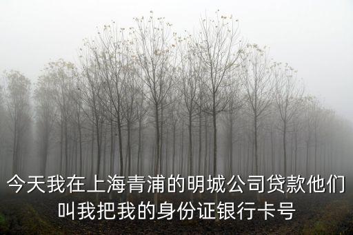 今天我在上海青浦的明城公司貸款他們叫我把我的身份證銀行卡號