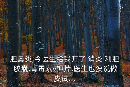 膽囊炎,今醫(yī)生給我開了 消炎 利膽 膠囊,青霉素v鉀片,醫(yī)生也沒說做皮試...