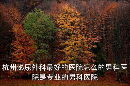 杭州泌尿外科最好的醫(yī)院怎么的男科醫(yī)院是專業(yè)的男科醫(yī)院