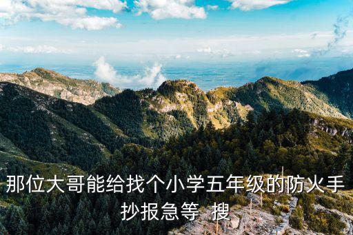那位大哥能給找個小學五年級的防火手抄報急等  搜