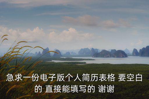 急求一份電子版個人簡歷表格 要空白的 直接能填寫的 謝謝