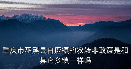 重慶市巫溪縣白鹿鎮(zhèn)中壩鄉(xiāng)，重慶市巫溪縣白鹿鎮(zhèn)的農(nóng)轉(zhuǎn)非政策是和其它鄉(xiāng)鎮(zhèn)一樣嗎