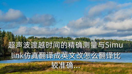 超聲波渡越時(shí)間的精確測(cè)量與Simulink仿真翻譯成英文改怎么翻譯比較準(zhǔn)確...