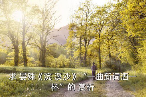 浣溪沙晏殊賞析,去年天氣老了歌一杯酒滿足現(xiàn)在?