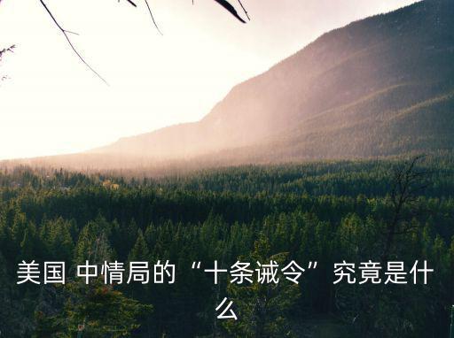 美國 中情局的“十條誡令”究竟是什么