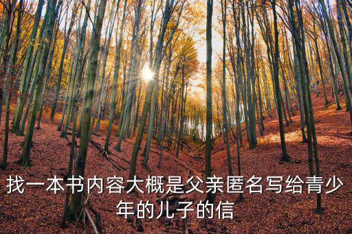 找一本書內容大概是父親匿名寫給青少年的兒子的信