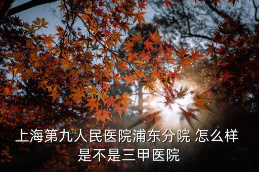 上海第九人民醫(yī)院浦東分院 怎么樣 是不是三甲醫(yī)院