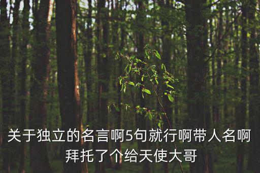 關(guān)于獨立的名言啊5句就行啊帶人名啊 拜托了個給天使大哥