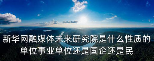 新華網融媒體未來研究院是什么性質的單位事業單位還是國企還是民