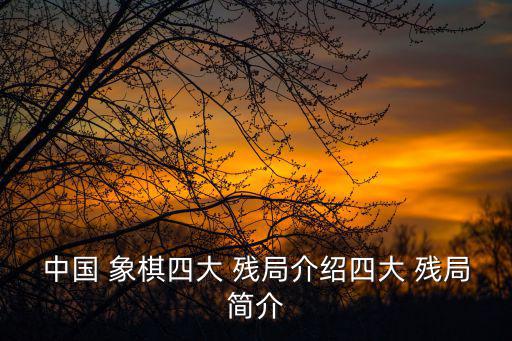 中國(guó) 象棋四大 殘局介紹四大 殘局簡(jiǎn)介