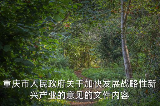 重慶市人民政府關于加快發展戰略性新興產業的意見的文件內容