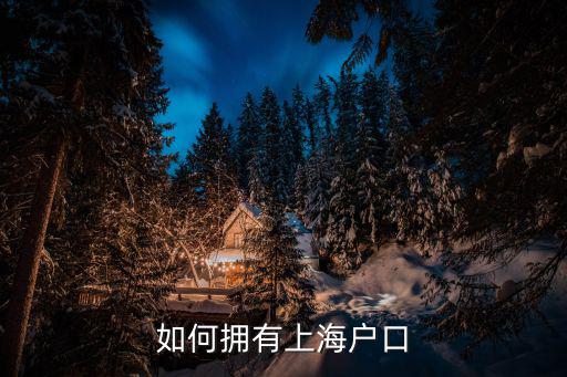 如何擁有上海戶口