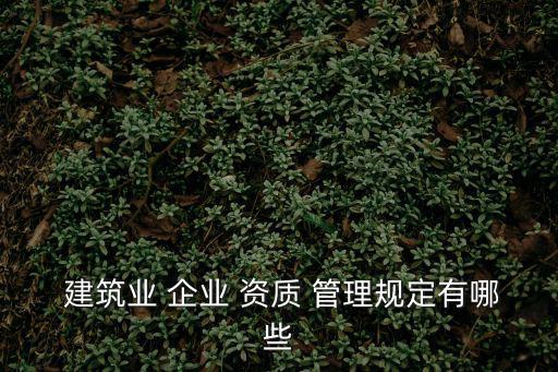  建筑業 企業 資質 管理規定有哪些