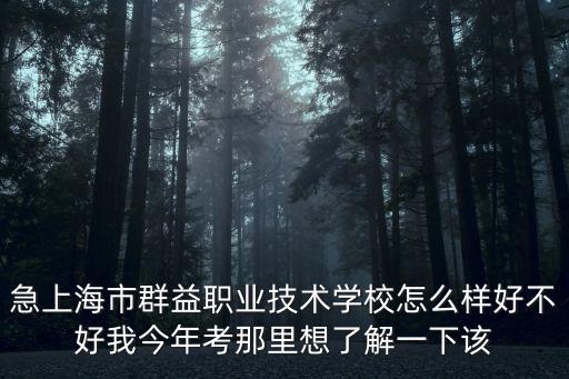 急上海市群益職業(yè)技術(shù)學(xué)校怎么樣好不好我今年考那里想了解一下該