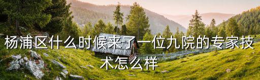 楊浦區(qū)什么時(shí)候來了一位九院的專家技術(shù)怎么樣