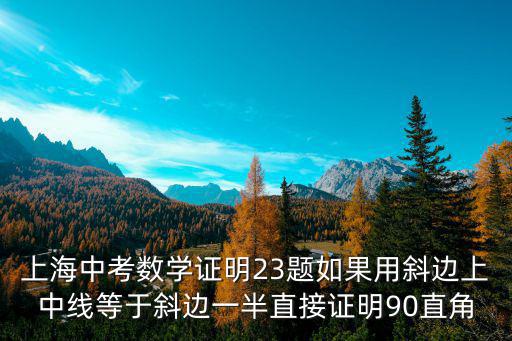 上海市中考23題，上海中考數學證明23題如果用斜邊上中線等于斜邊一半直接證明90直角
