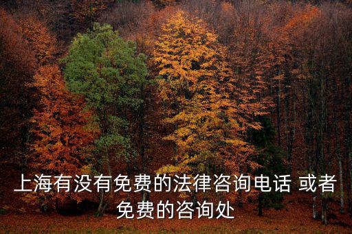 上海有沒有免費(fèi)的法律咨詢電話 或者免費(fèi)的咨詢處