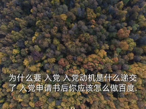 為什么要 入黨 入黨動(dòng)機(jī)是什么遞交了 入黨申請(qǐng)書(shū)后你應(yīng)該怎么做百度...