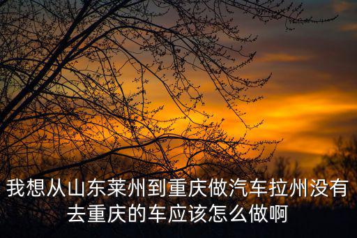 我想從山東萊州到重慶做汽車拉州沒有去重慶的車應該怎么做啊