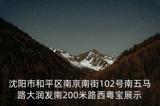 沈陽市和平區南京南街102號南五馬路大潤發南200米路西粵寶展示