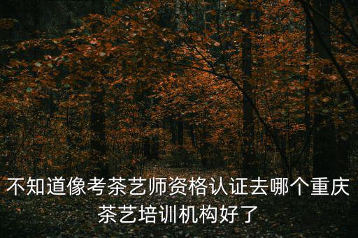 不知道像考茶藝師資格認證去哪個重慶茶藝培訓機構好了