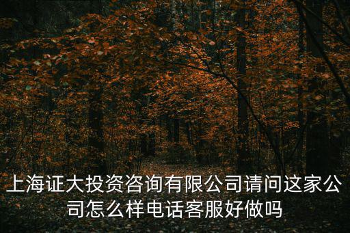 上海證大投資咨詢有限公司請問這家公司怎么樣電話客服好做嗎