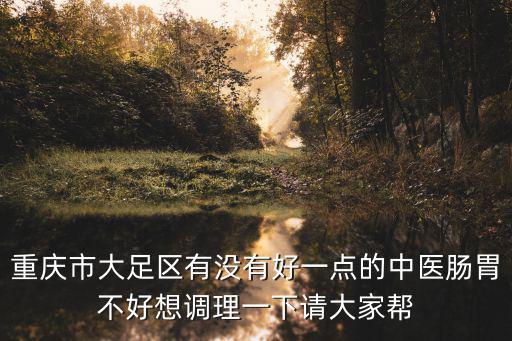重慶市大足區有沒有好一點的中醫腸胃不好想調理一下請大家幫