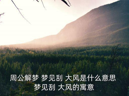 周公解夢 夢見刮 大風(fēng)是什么意思 夢見刮 大風(fēng)的寓意