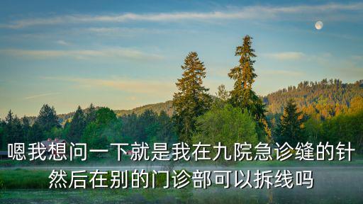 嗯我想問一下就是我在九院急診縫的針然后在別的門診部可以拆線嗎