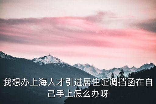 公示 上海人才引進，我想辦上海人才引進居住證調擋函在自己手上怎么辦呀