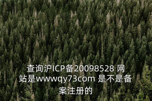 查詢滬ICP備20098528 網(wǎng)站是wwwqy73com 是不是備案注冊的