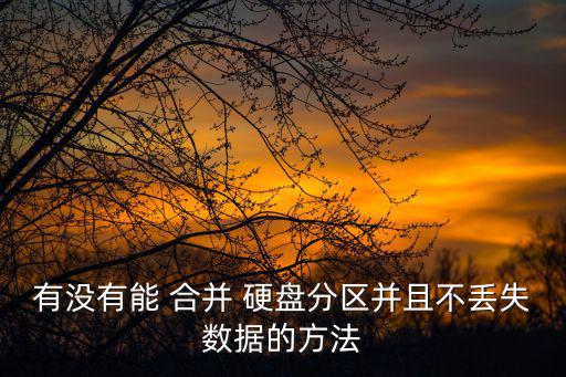 有沒有能 合并 硬盤分區并且不丟失數據的方法